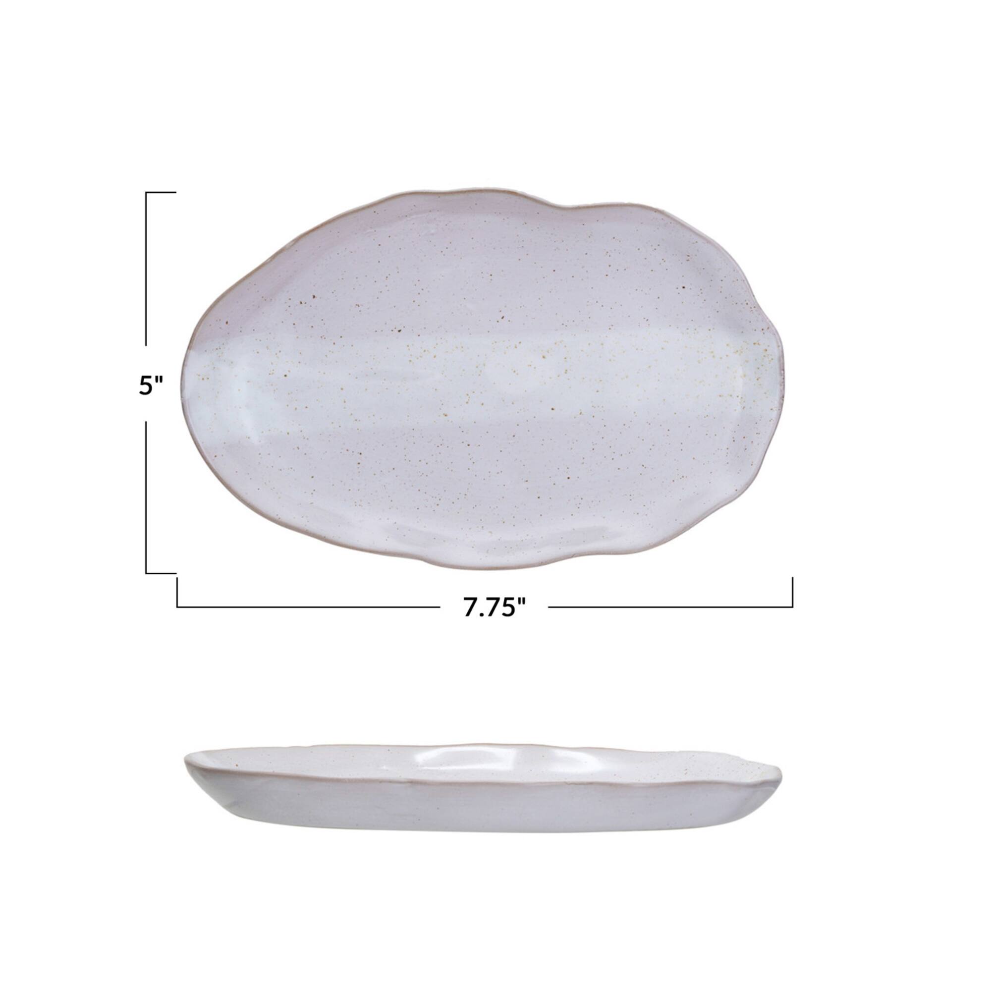 Hello Honey® 7.75" Cream Stoneware Organic Shaped Plate, 4ct.